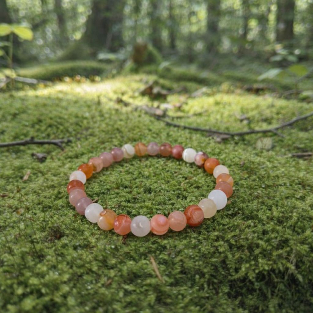 Bracelet en Agate Abricot mat 6 mm