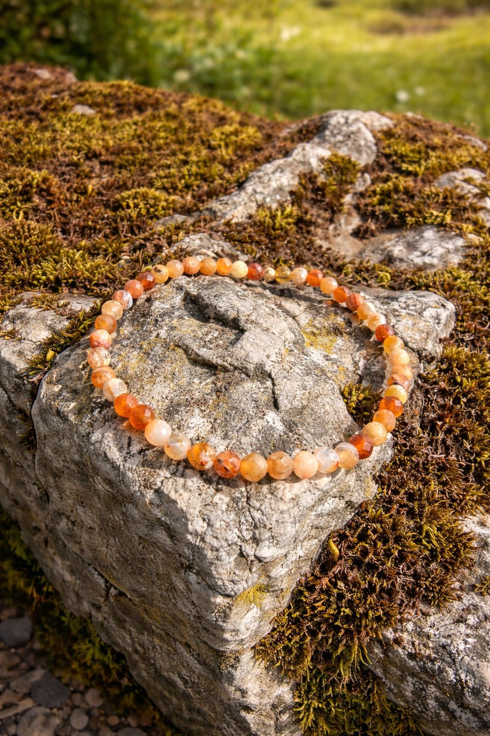 Bracelet en Grenat hessonite clair facetté 4 mm