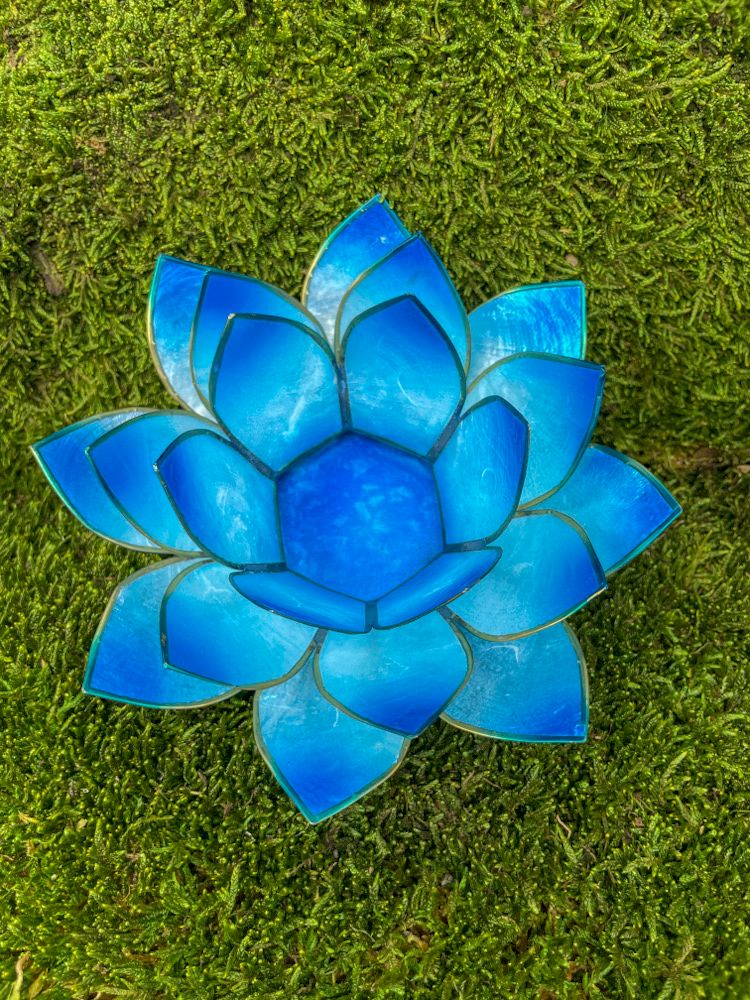 Bougeoir lotus bleu clair / foncé
