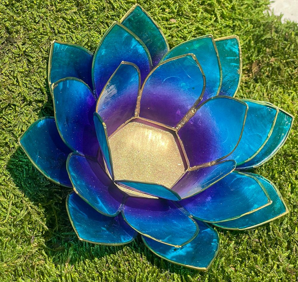 Bougeoir lotus bleu foncé / violet