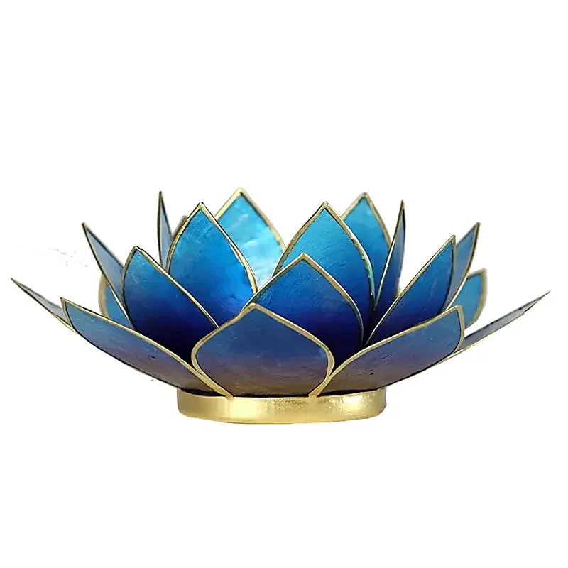 Bougeoir lotus bleu foncé & violet