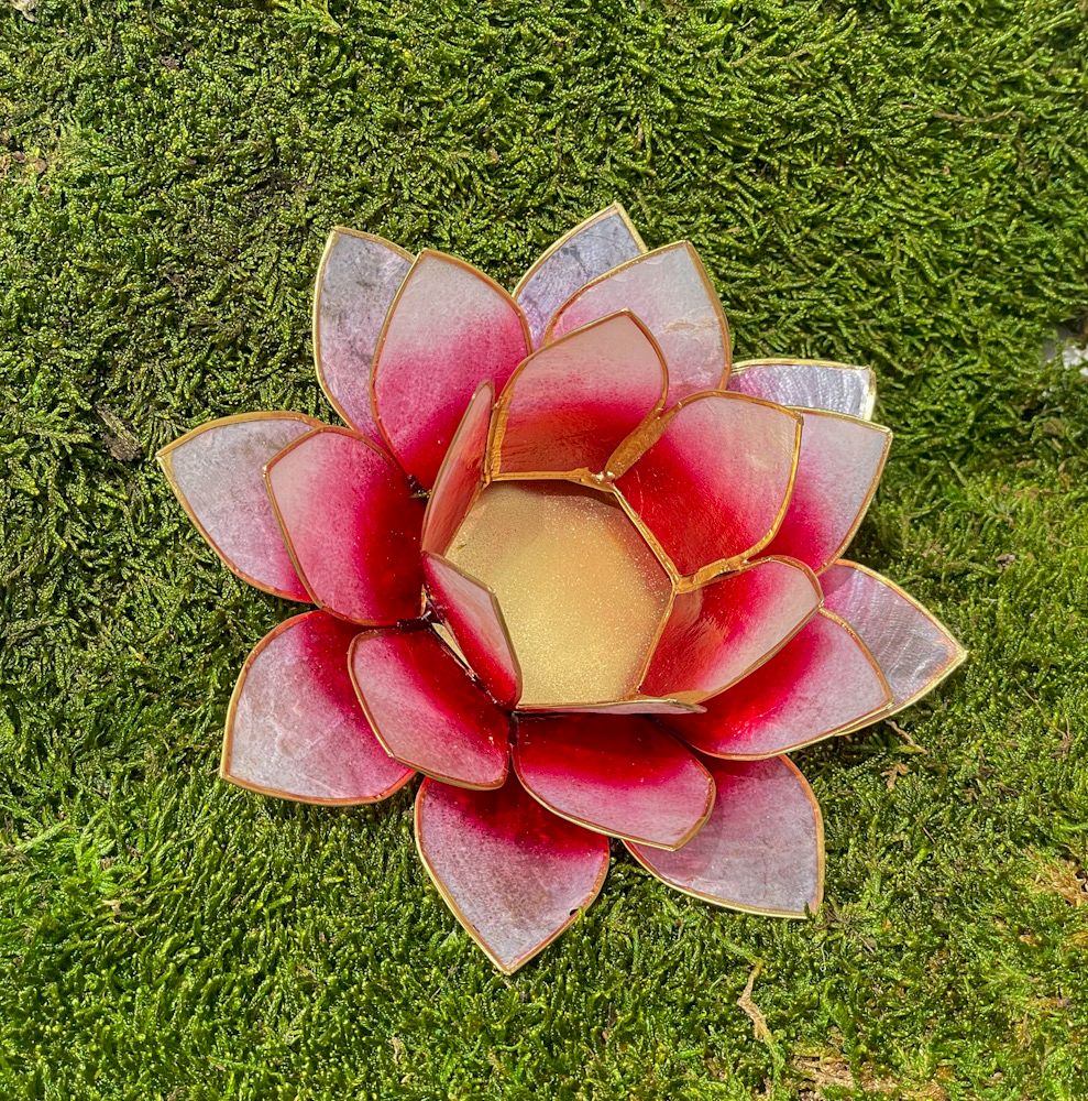 Bougeoir lotus rouge/ rosé