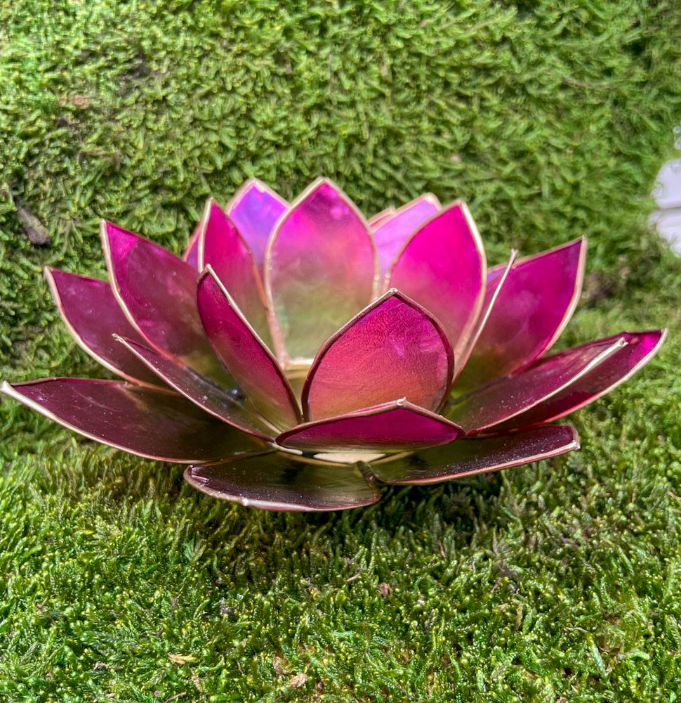 Bougeoir lotus rose/vert