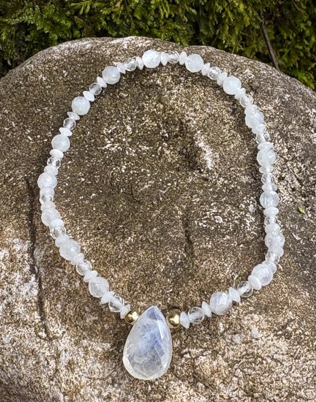 Bracelet en Pierre de lune blanche 4mm Bracelet en Pierre de lune blanche 4mm