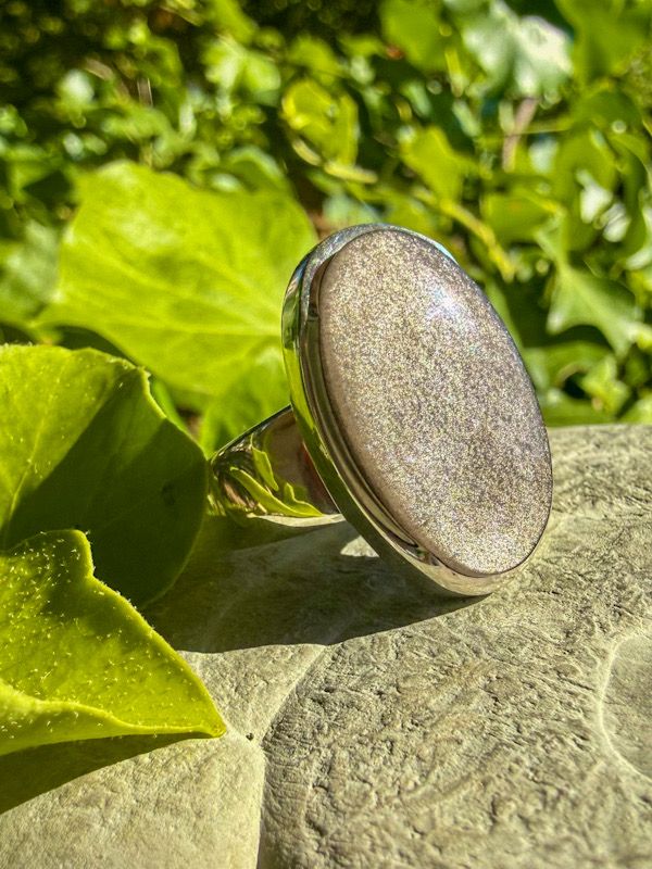 Bague en Obsidienne dorée