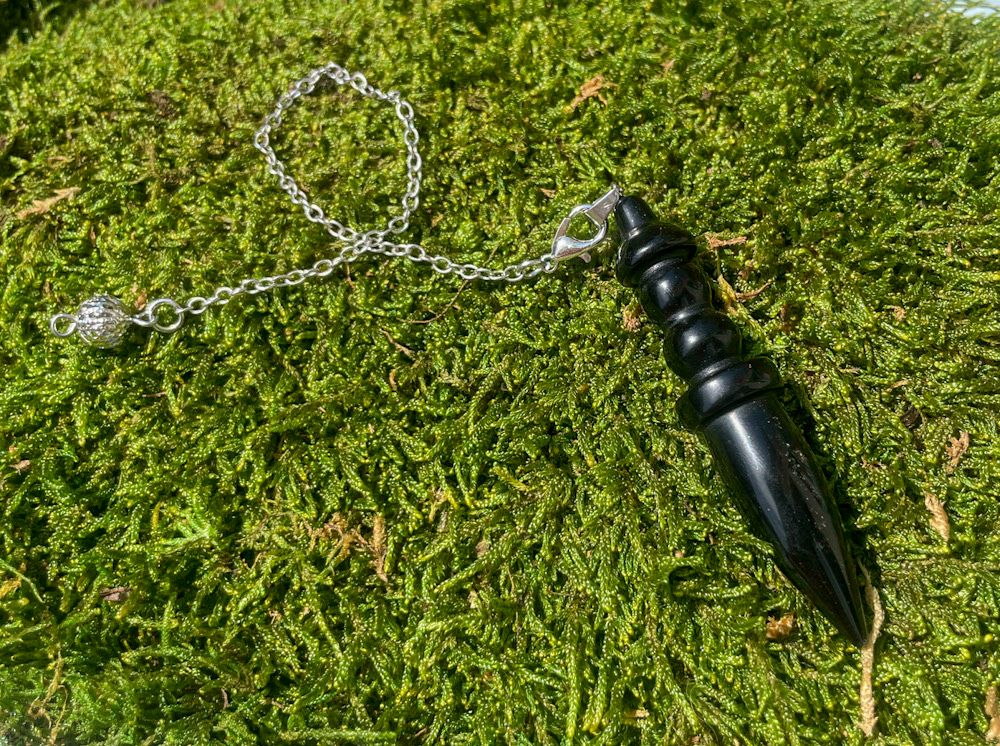 Pendule pointe en Obsidienne noire