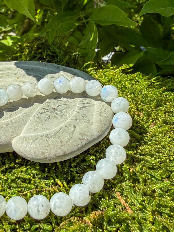 Bracelet en Pierre de lune blanche 8 mm