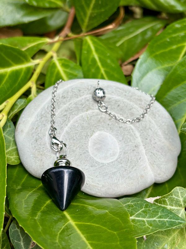 Pendule conique en Obsidienne noire