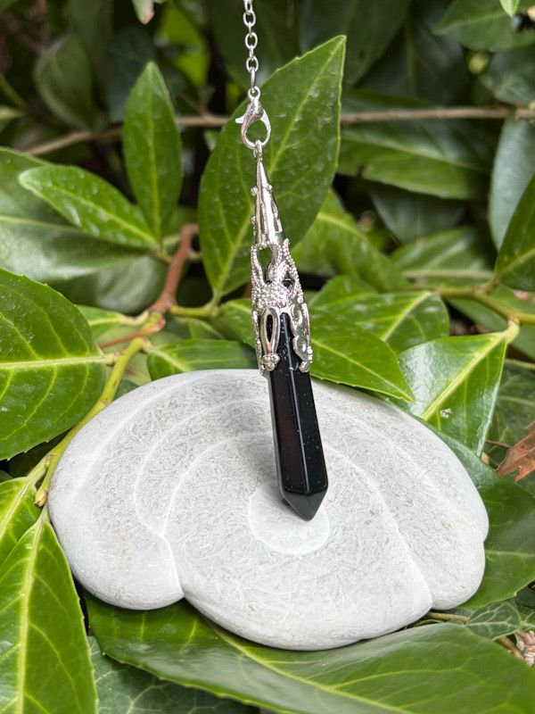 Pendule hexagonal en Obsidienne noire