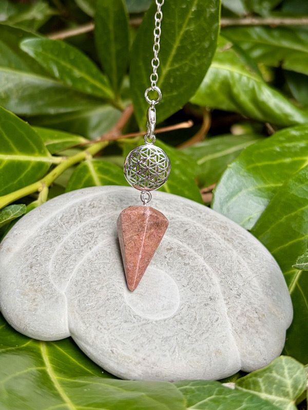 Pendule en Rhodonite | Fleur de vie