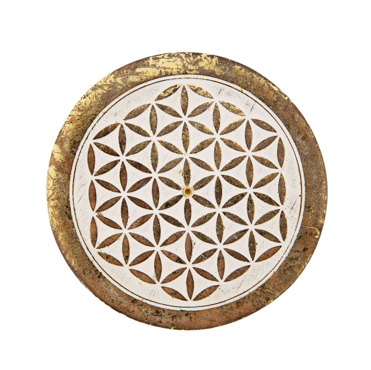 Porte-encens rond fleur de vie