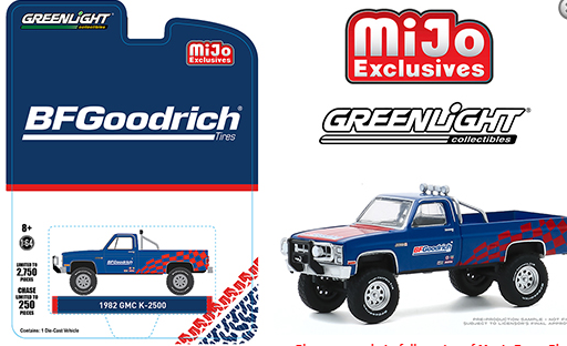 Greenlight 1:64 Mijo Exclusive 1982 GMC K-2500 BFGoodridge Custom 4x4 Greenlight 1:64 Mijo Exclusive 1982 GMC K-2500 BFGoodridge Custom 4x4