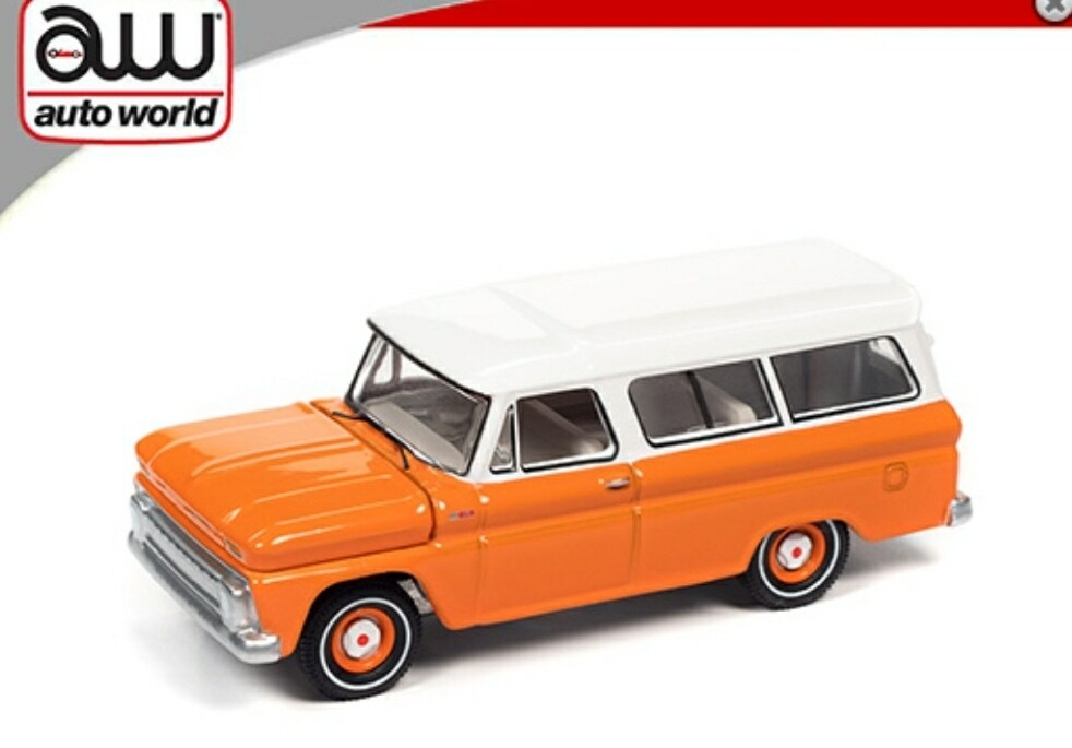 Auto World 1:64 1965 Chevrolet Suburban Orange/White
Auto World 1:64 1965 Chevrolet Suburban Orange/White