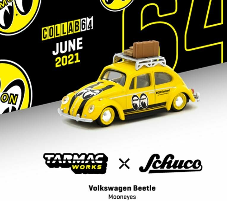 Schuco 1:64 Tarmac Exclusive Volkswagen Beetle With Roof Rack and Luggage Mooneye's Limited Edition Schuco 1:64 Tarmac Exclusive Volkswagen Beetle With Roof Rack and Luggage Mooneye's Limited Edition