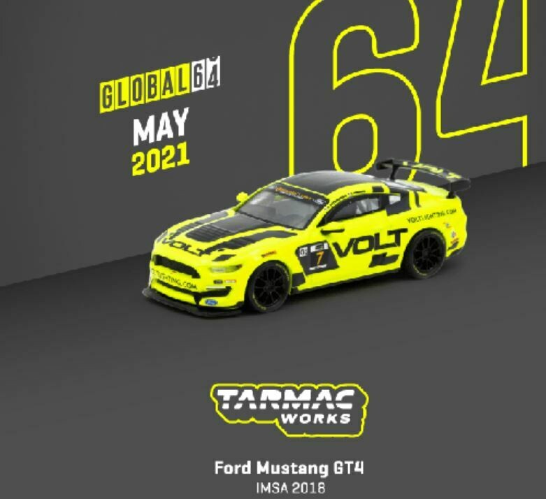 Tarmac Works Global 1:64 2018 Ford Mustang GT4 #7 Volt IMSA Tarmac Works Global 1:64 2018 Ford Mustang GT4 #7 Volt IMSA