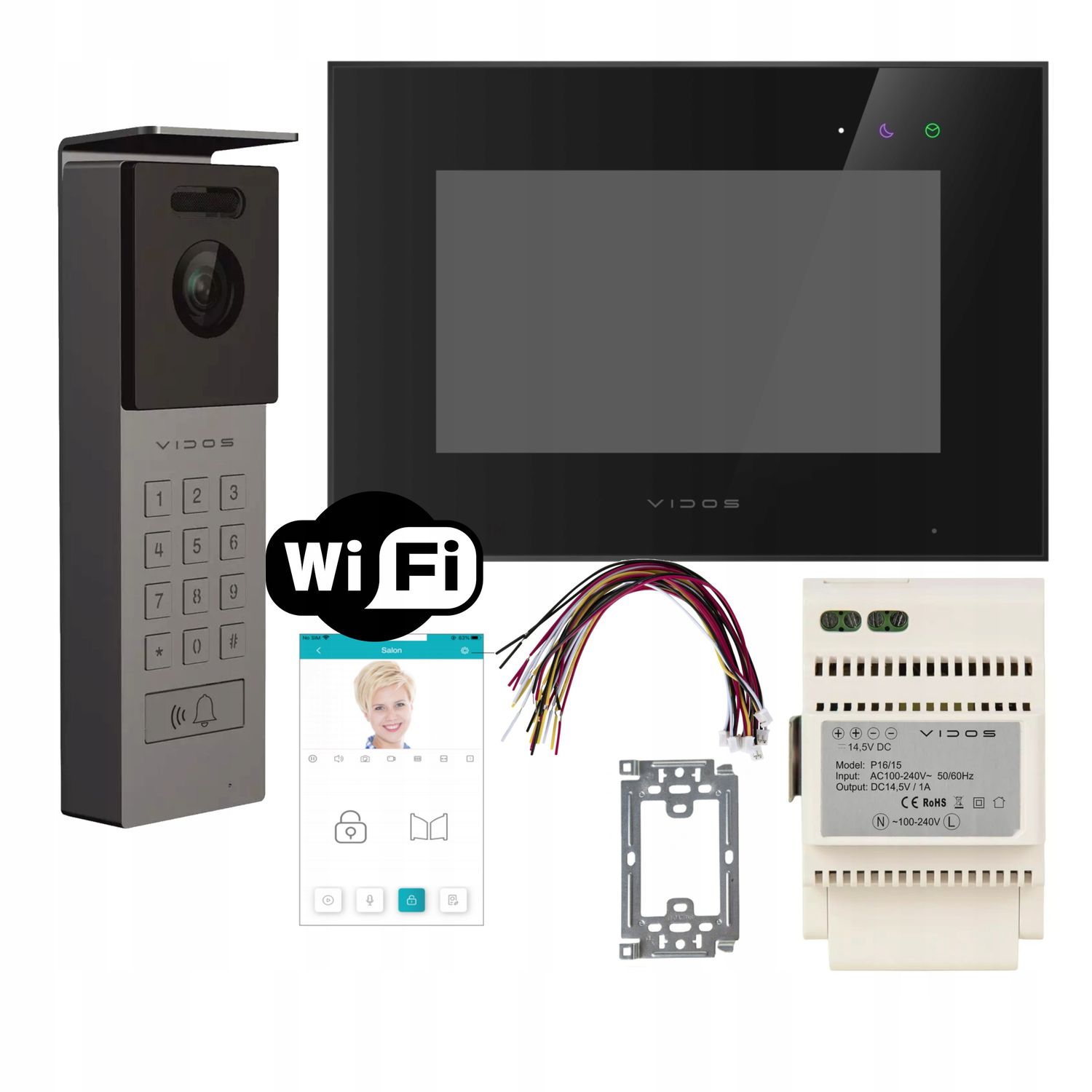 M10B-X + S12D - Wideodomofon jednorodzinny WiFi, aplikacja - Vidos X CZARNY