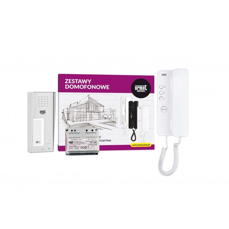 Zestaw domofonowy analogowy JEDNORODZINNY z panelem ELITE montowanym NATYNKOWO czytnikiem i unifonem MIRO
