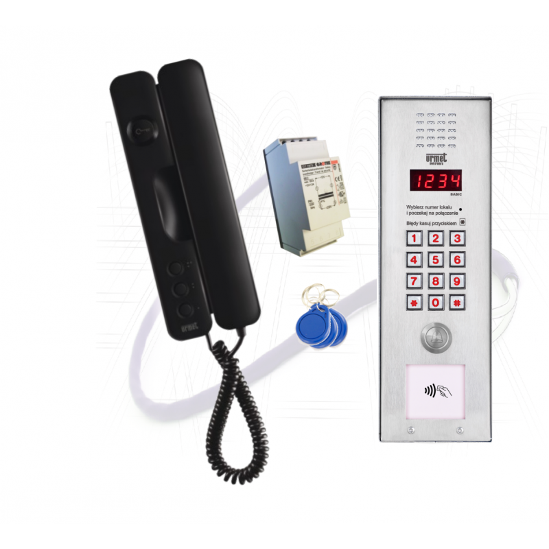 Zestaw Basic Vertical jednorodzinny "dwuprzewodowy" z zamkiem kodowym, czytnikiem RFID i unifonem SIGNO (czarnym)