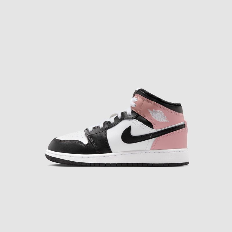 AJ1 Mid (GS) White-Black/Rust Pink