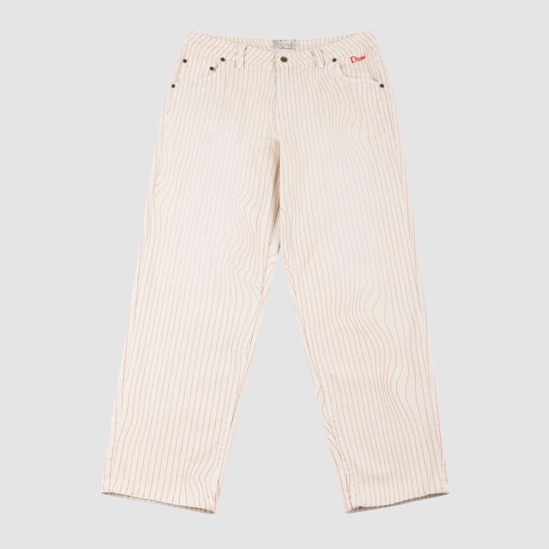 Classic Relaxed Denim Pants Warm White (Striped)
