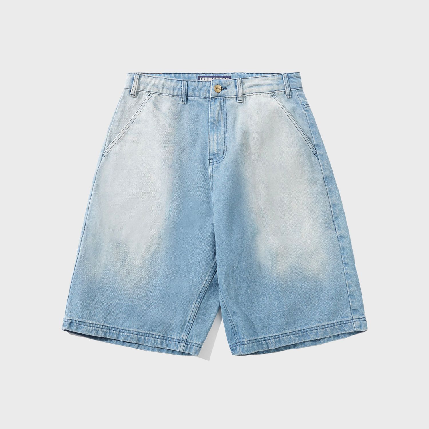 Scribble Denim Shorts Faded Light Blue