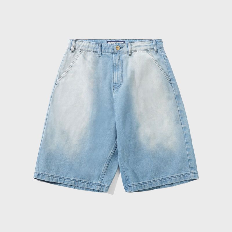 Scribble Denim Shorts Faded Light Blue