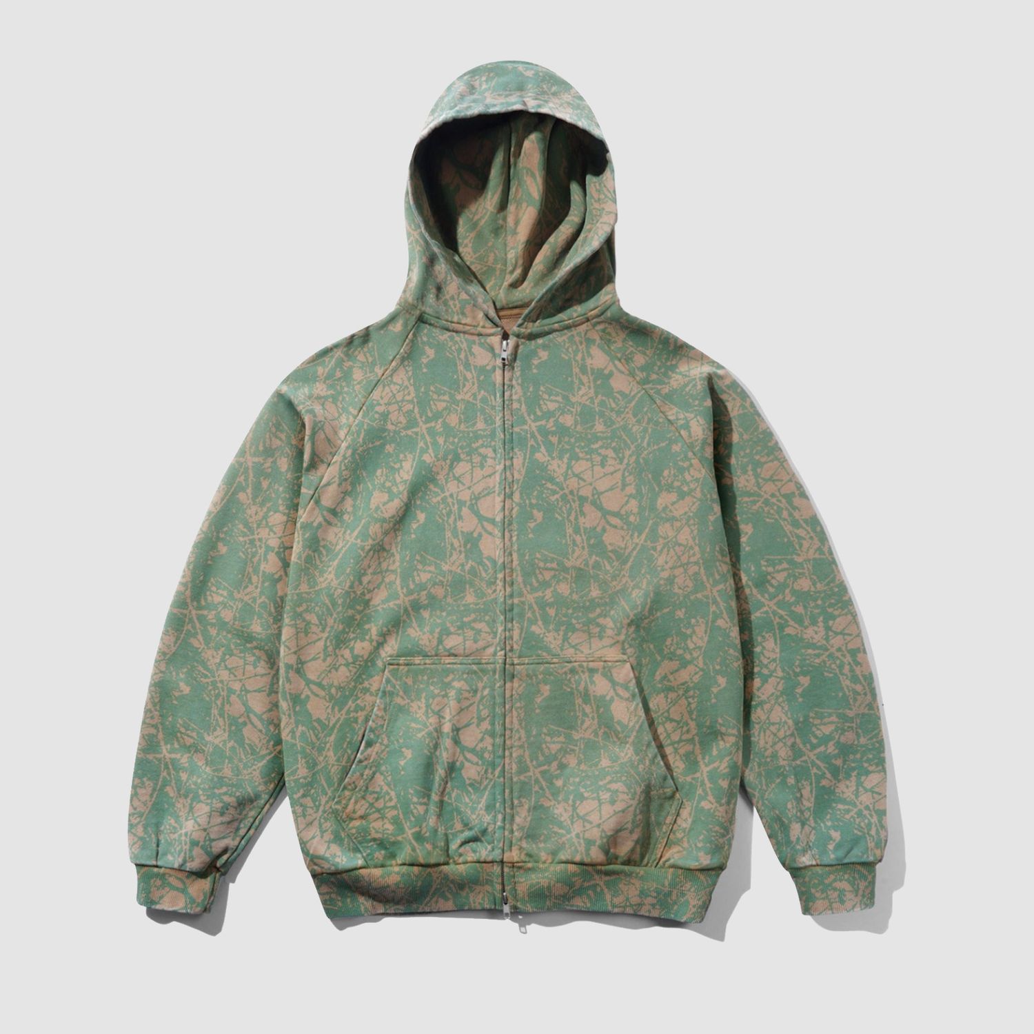 Woods Camo Zip-Thru Hoodie Washed Sage