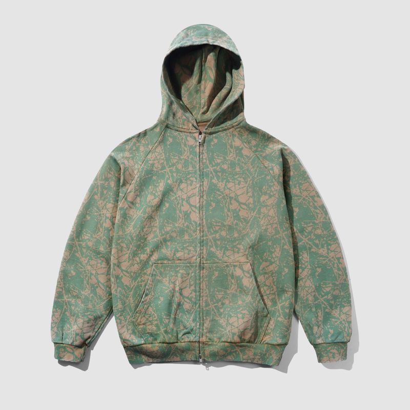 Woods Camo Zip-Thru Hoodie Washed Sage