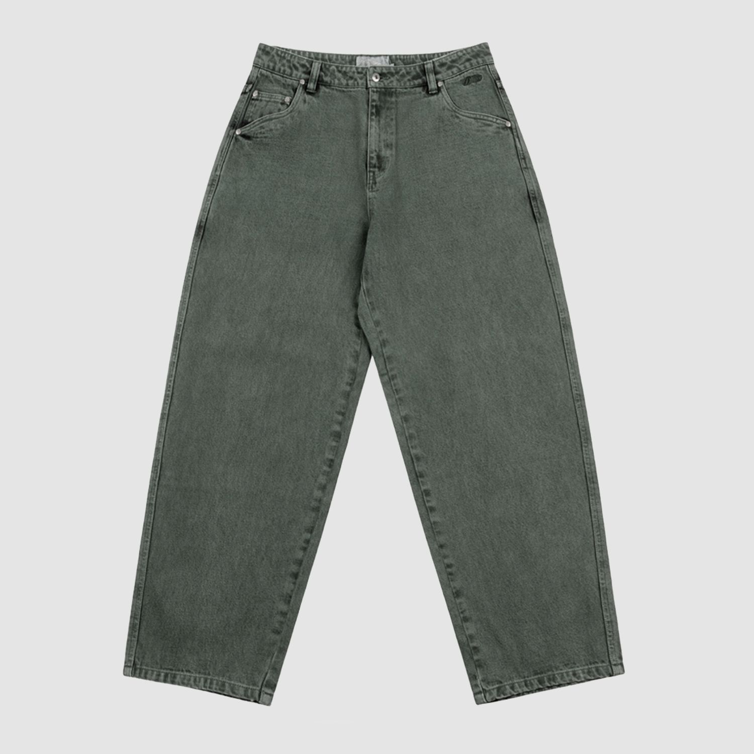 Baggy Denim Pants Overdyed Green