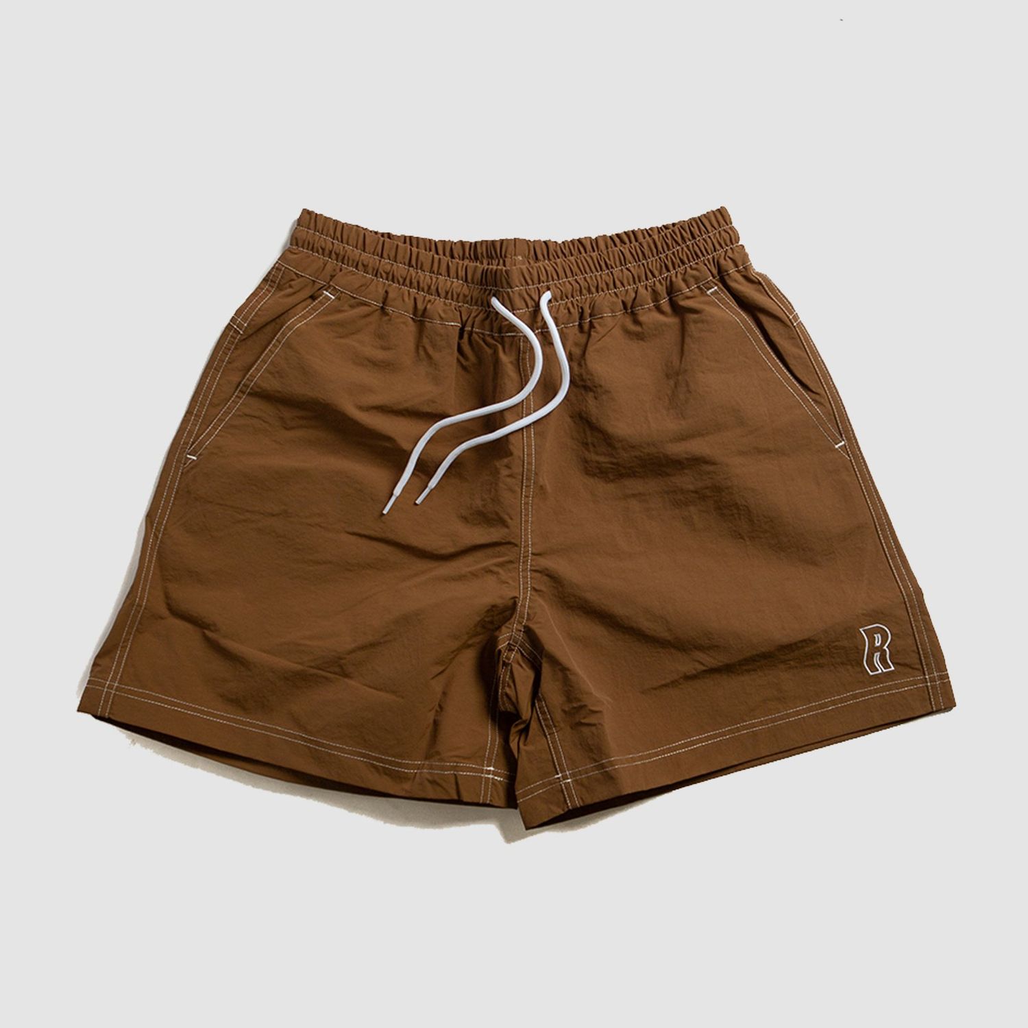 Wavy "R"Nylon Shorts Brown