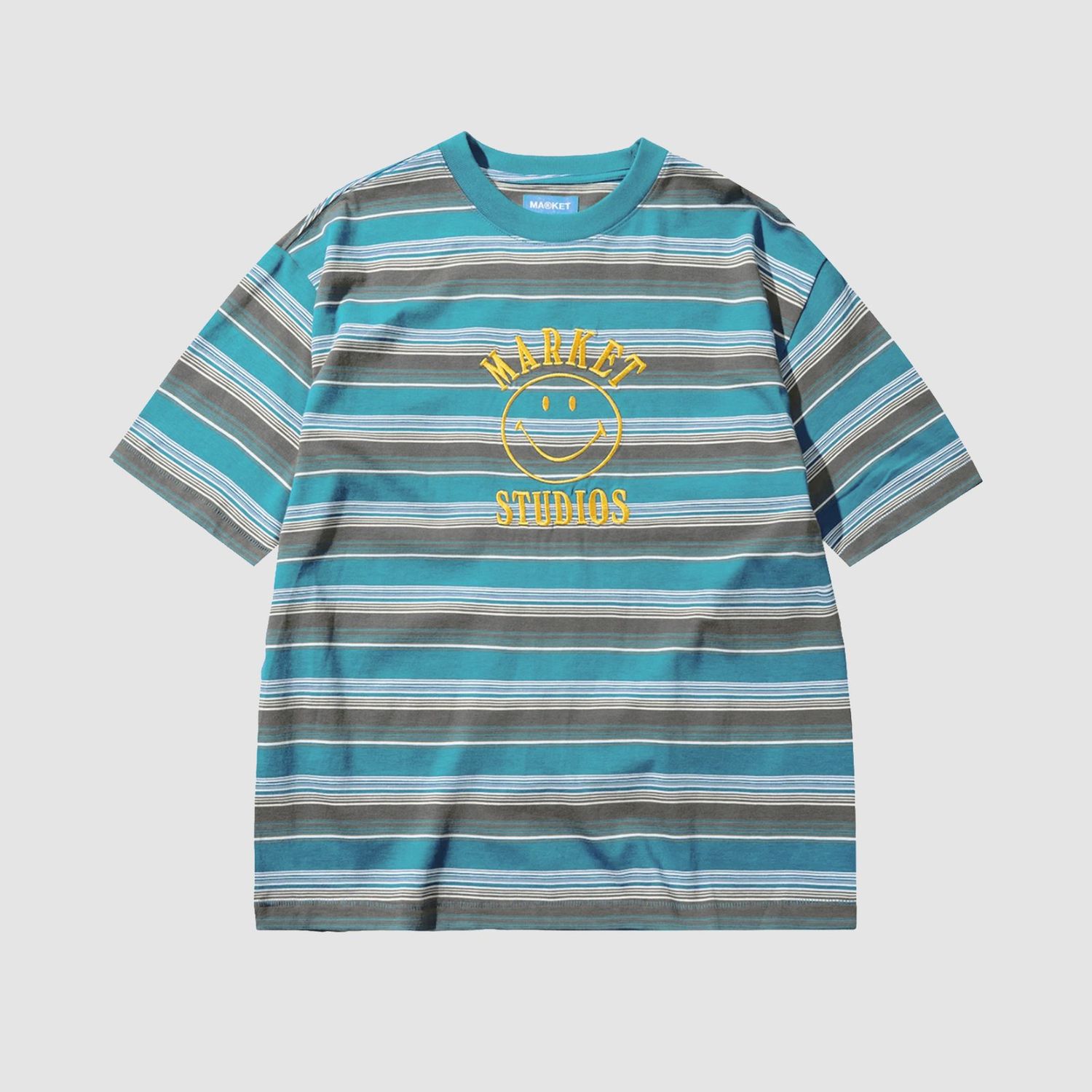 Smiley Lockup Striped Tee Dazzling Blue