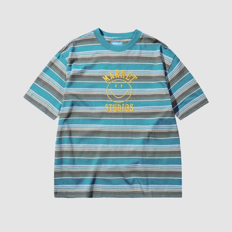 Smiley Lockup Striped Tee Dazzling Blue