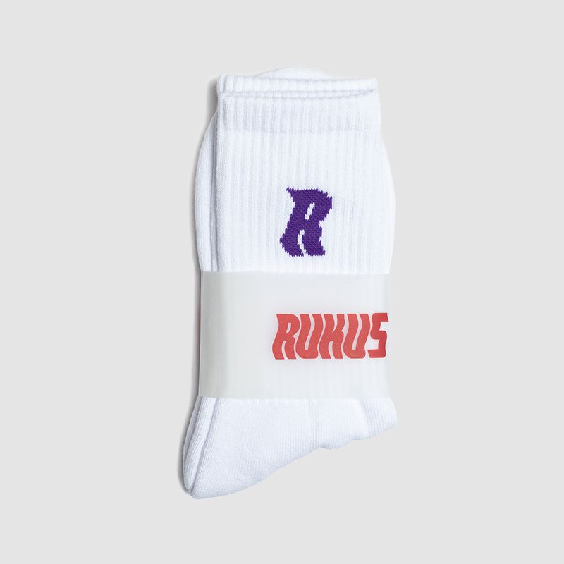 "R" Socks White/Purple