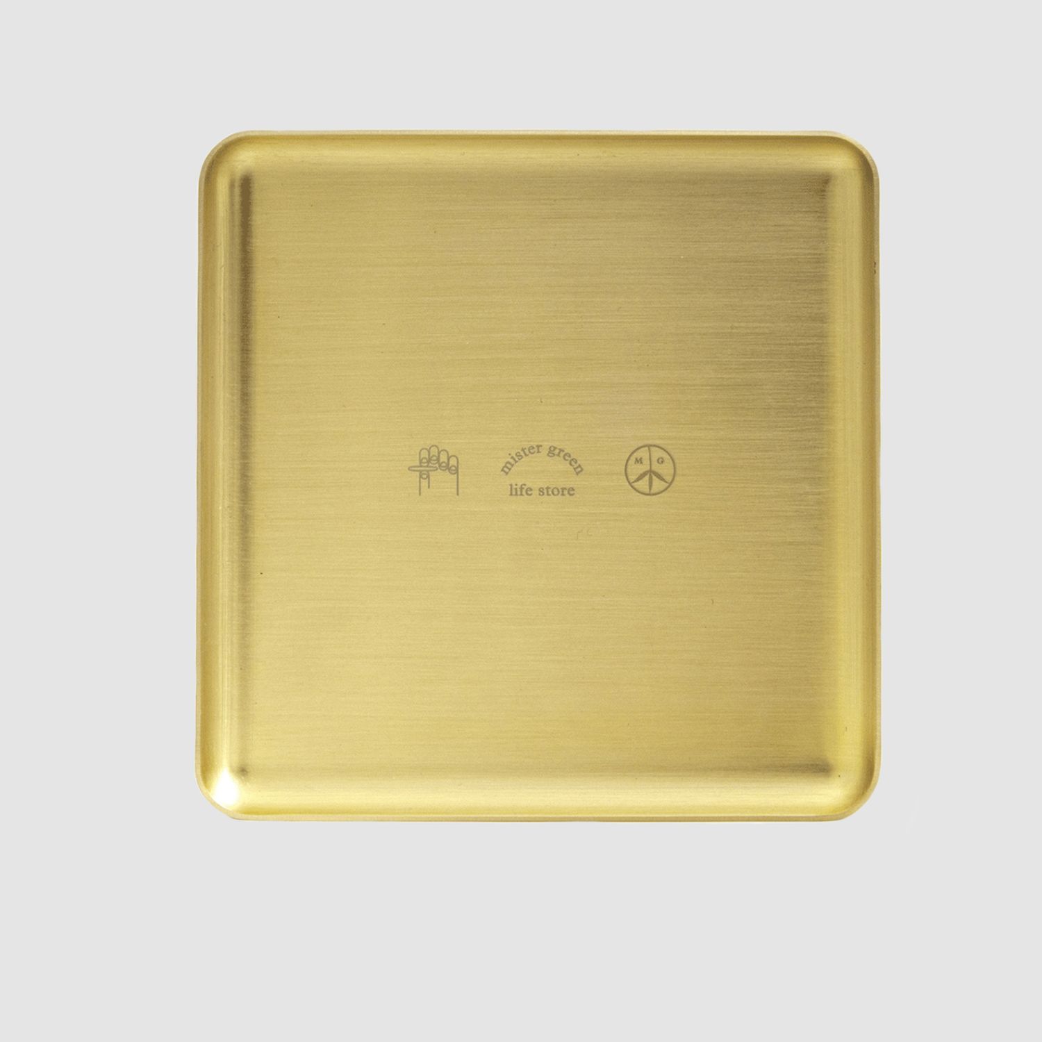 Square Logo Tray Heavy Brass