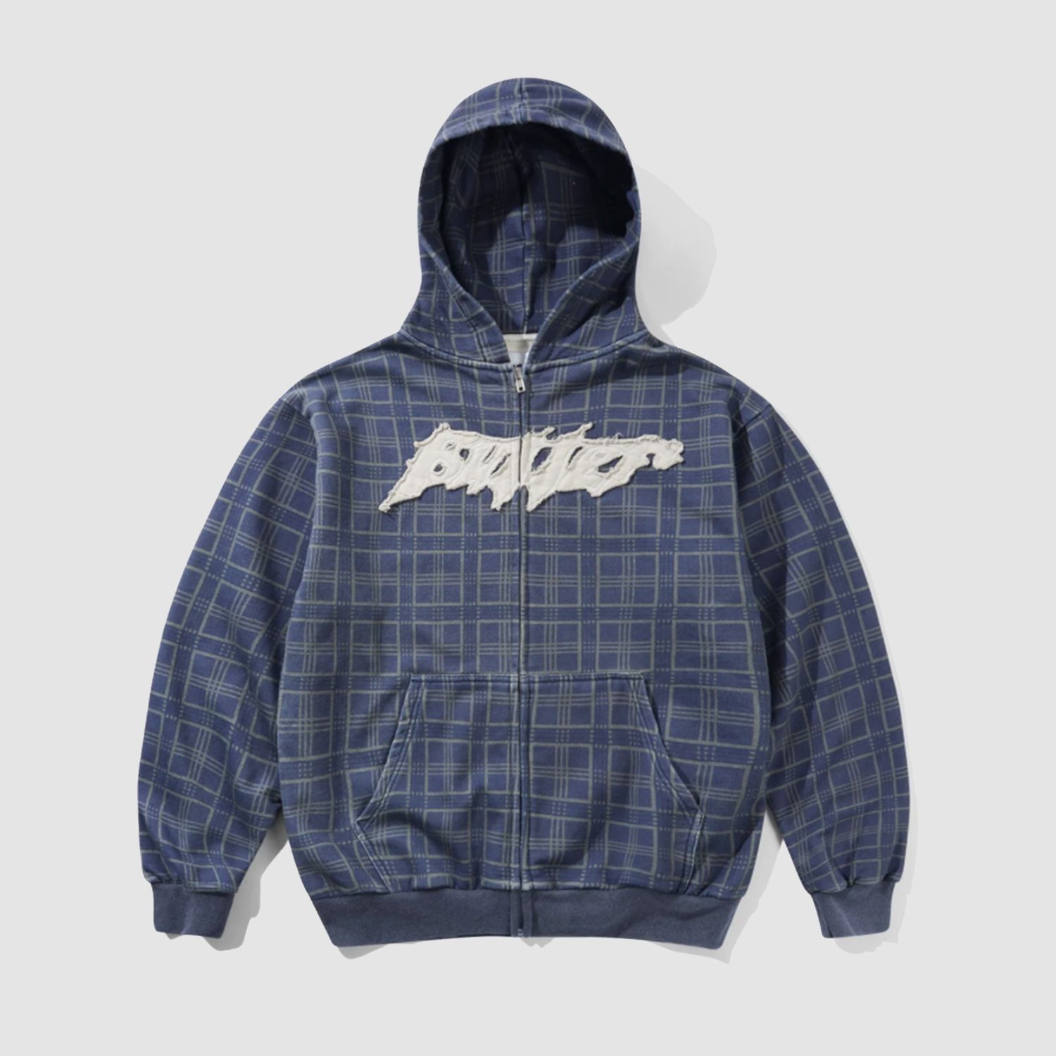 Amplify Zip-Thru Hoodie Washed Navy Plaid