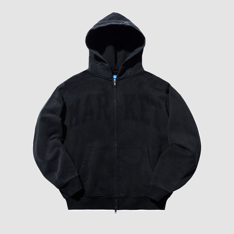 Shadow Arc Full Zip Hoodie Washed Black