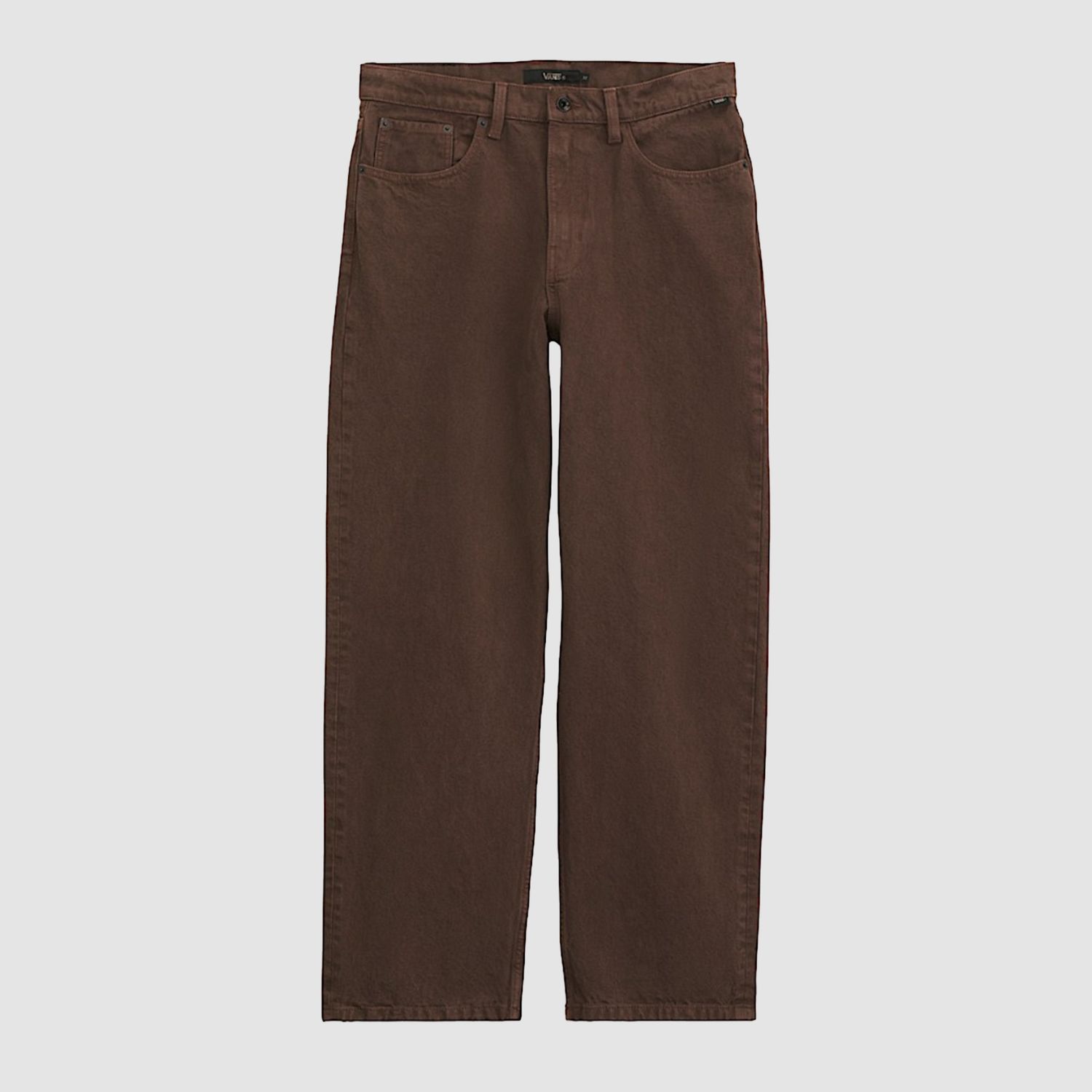 Check-5 Loose Denim Pants Dark Brown