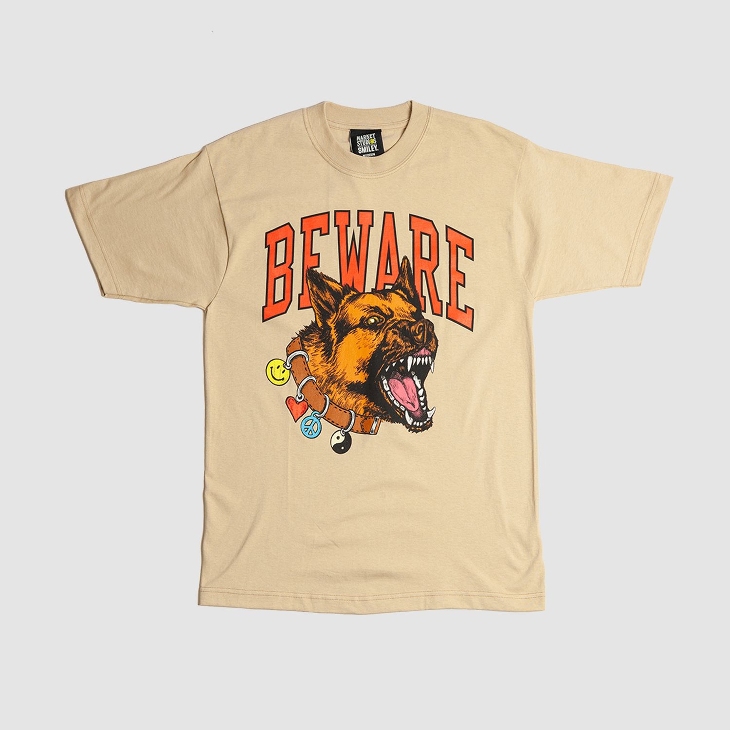 Smiley Beware My Collar Tee Wood Ash