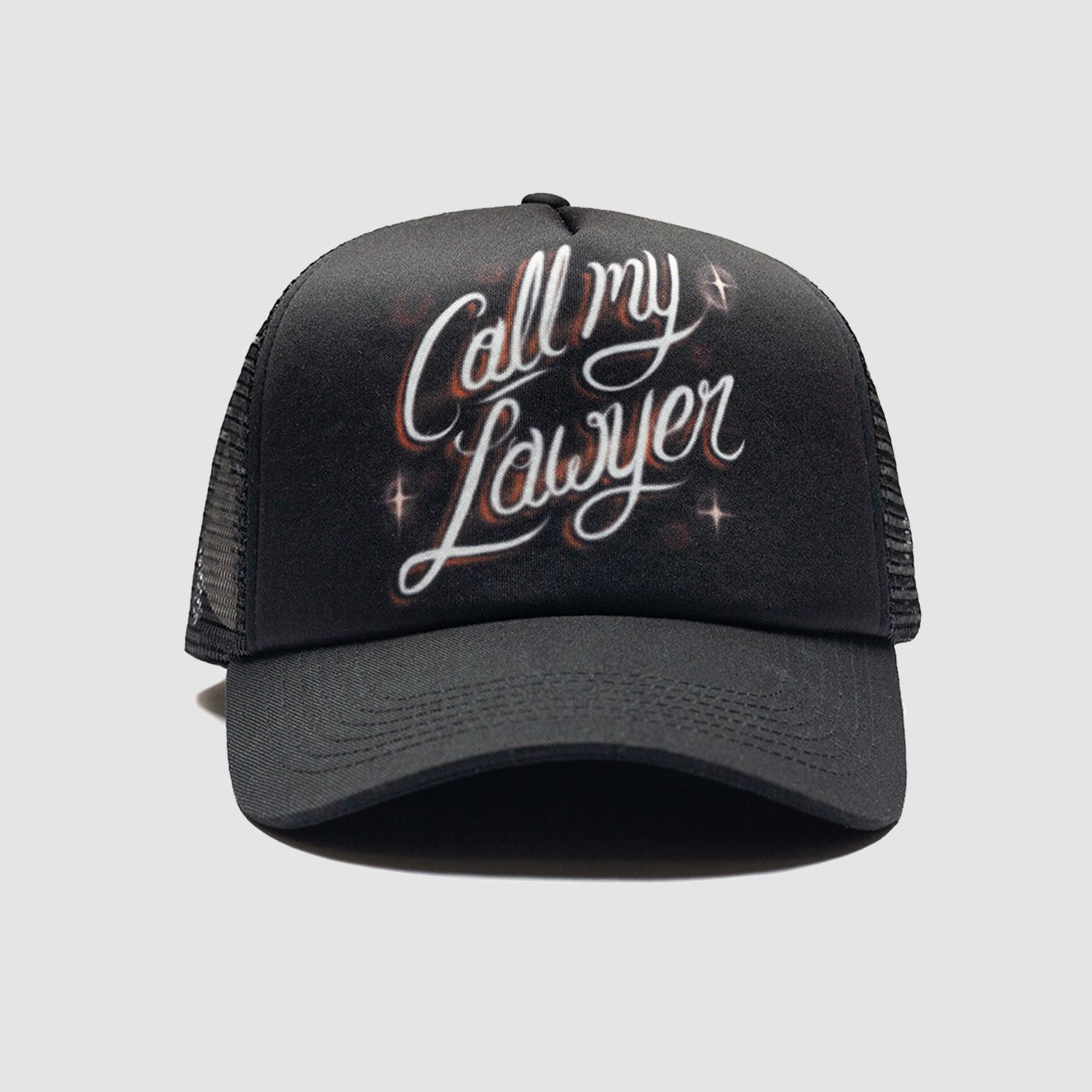 Call My Lawyer Airbrush Trucker Hat Jet Black