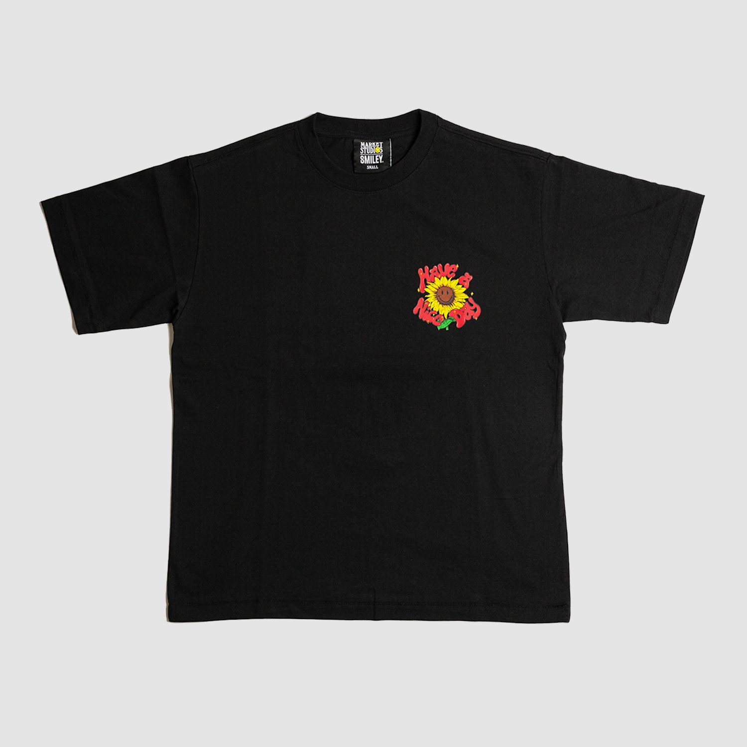 Smiley Sunflower Tee Jet Black