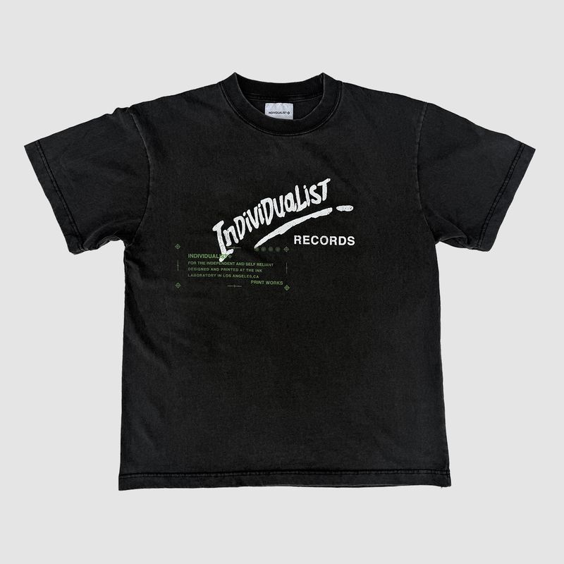 Records T-Shirt Washed Black