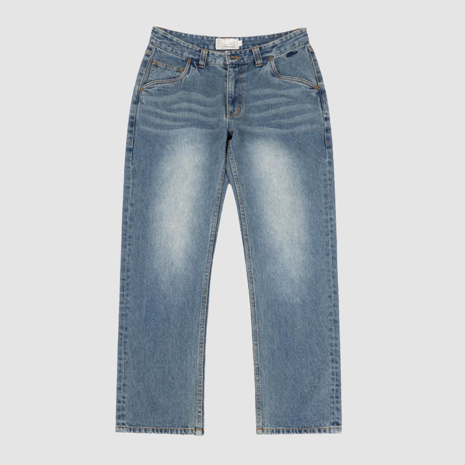 Straight Denim Pants Sandblasted Indigo