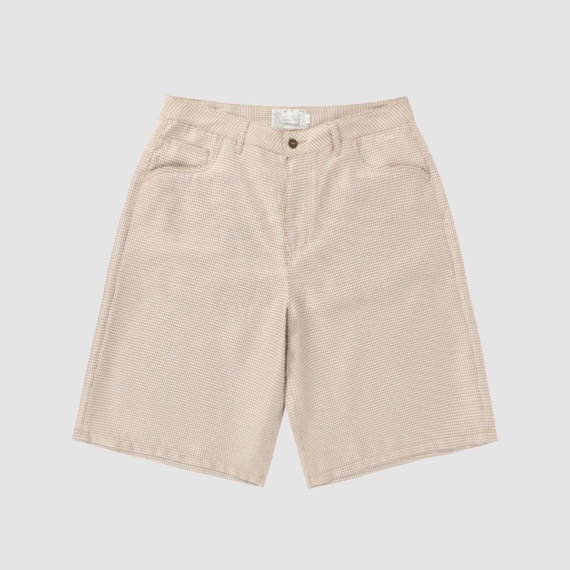 Baggy Houndstooth Shorts Beige