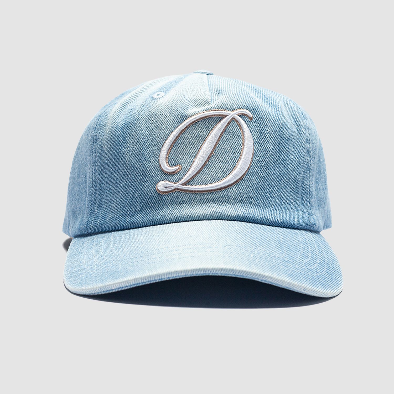 Cursive Denim Worker Cap Blue Washed