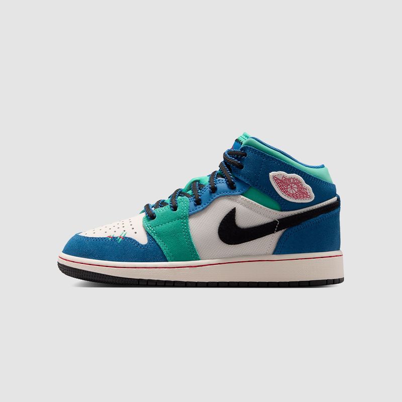 AJ1 Mid SE (GS) Chalk/University Red-True Blue