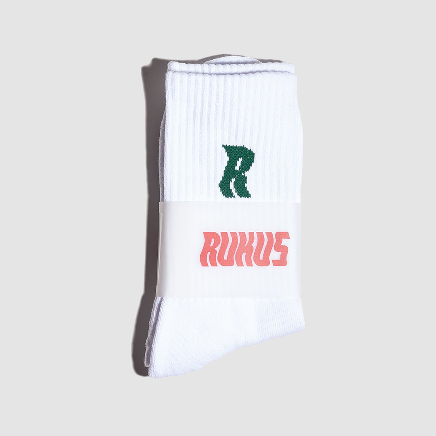 "R" Socks White/Green