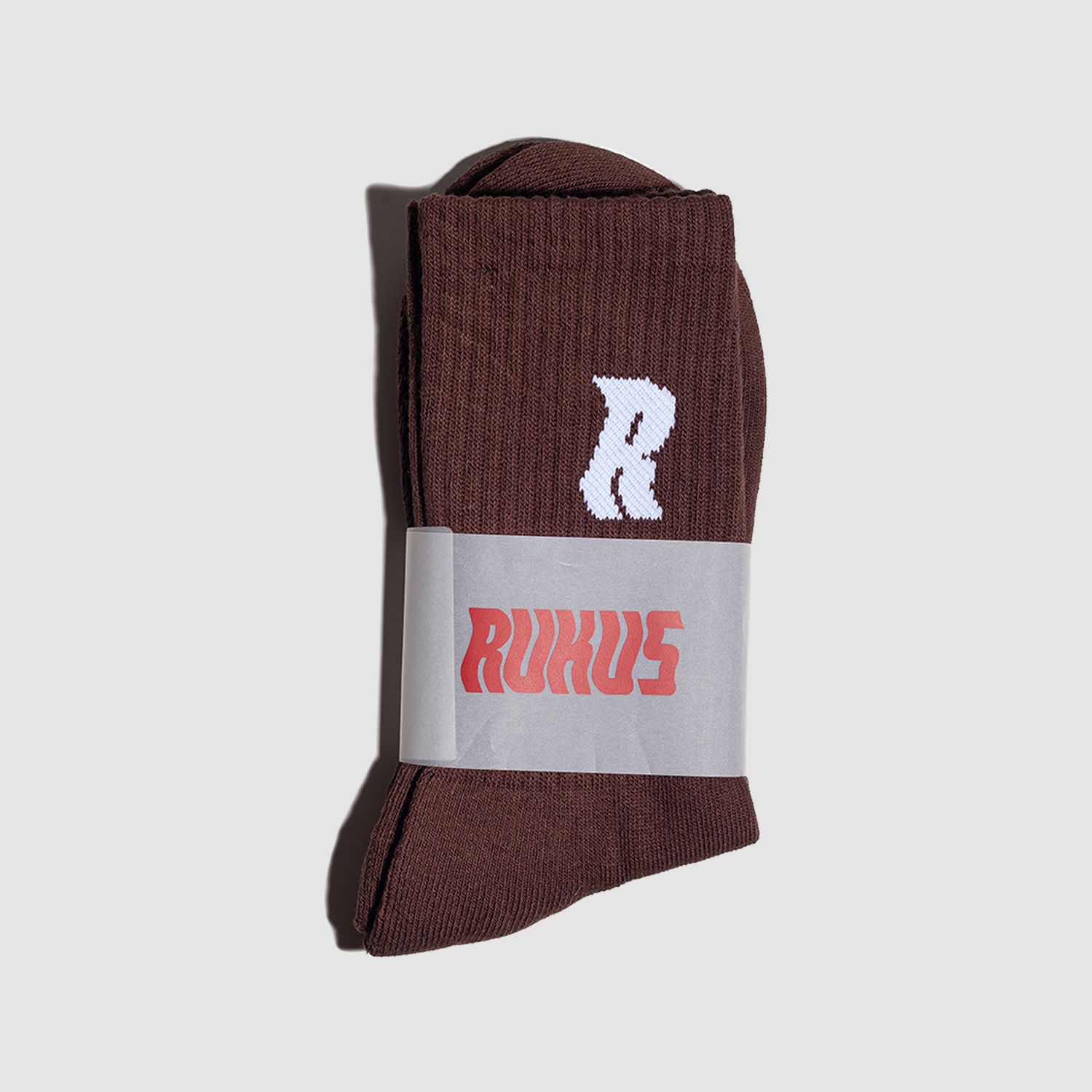 "R" Socks Brown/White