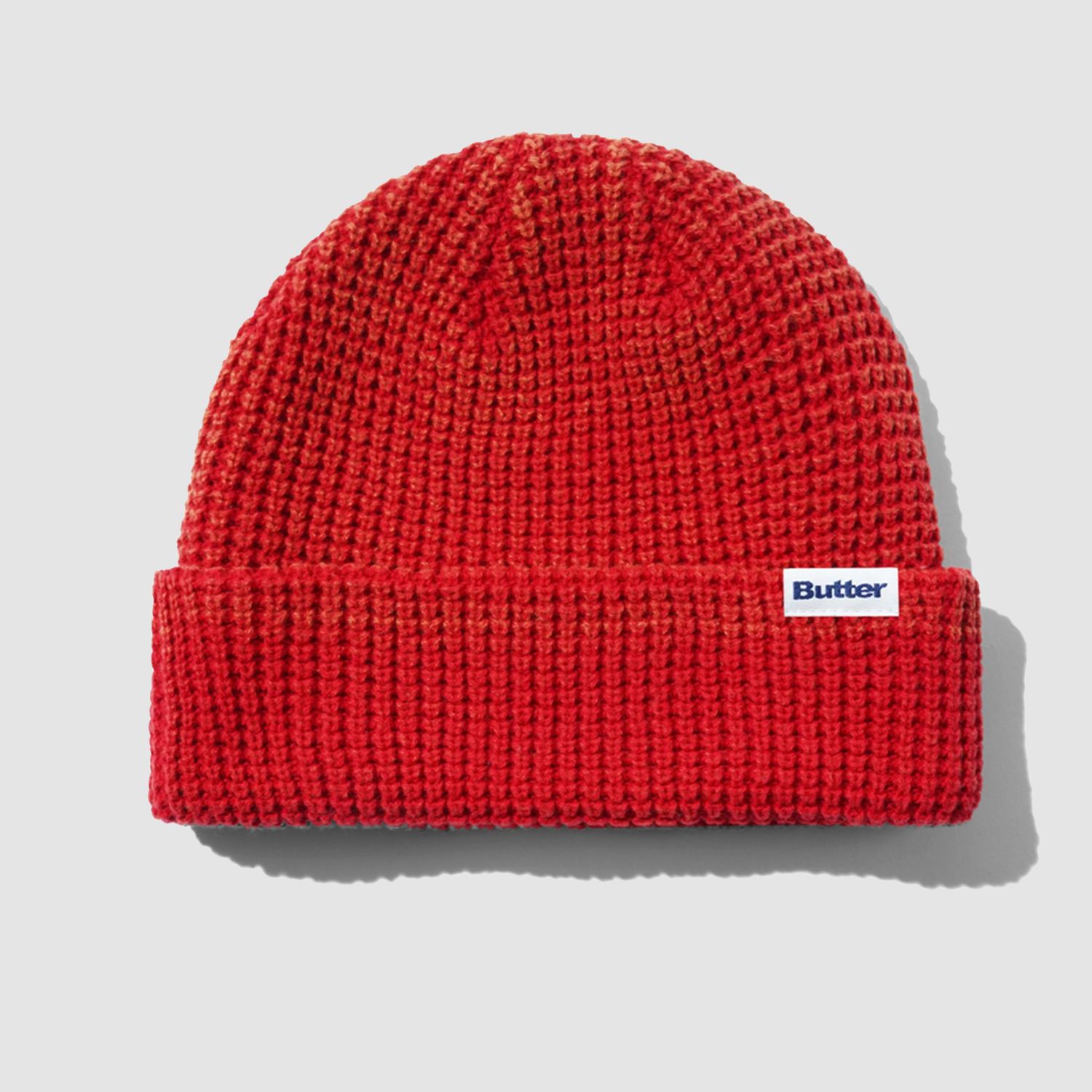 Distress Waffle Beanie Red
