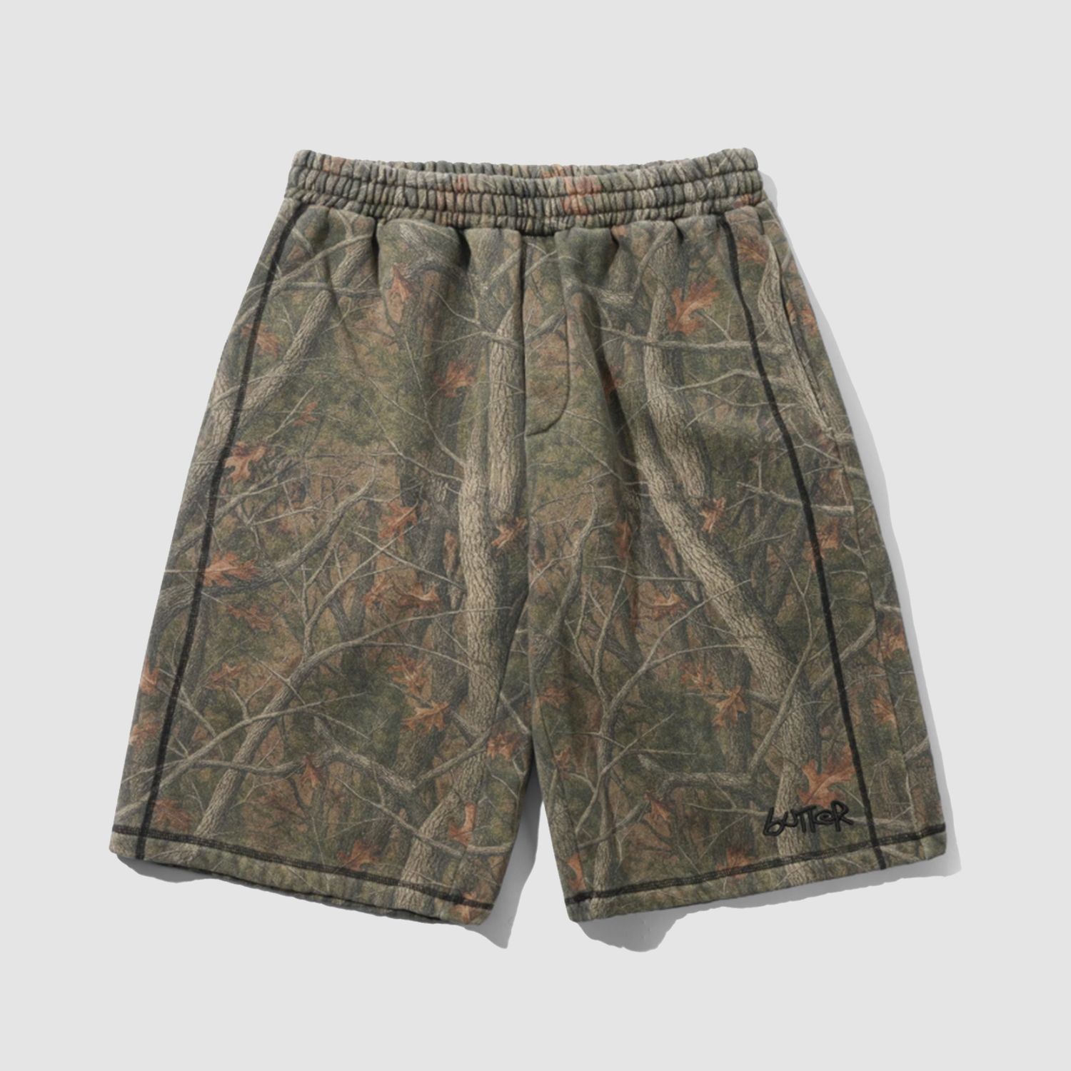 Overlock Stitch Fleece Shorts Forest Camo