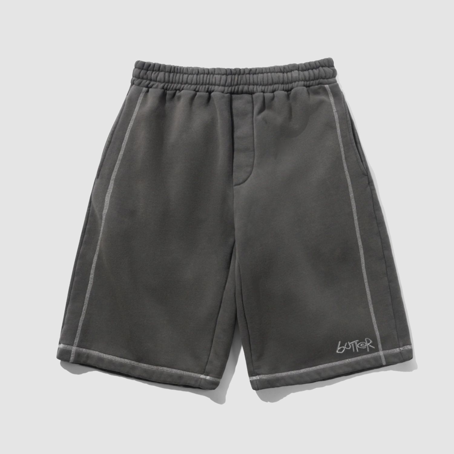 Overlock Stitch Fleece Shorts Washed Black